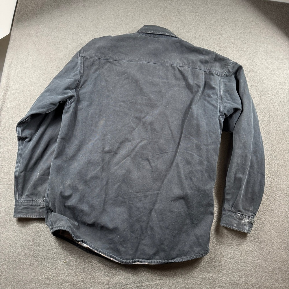 Carhartt Canvas Shirt Jacket Mens L Tall Black Flannel Line Thrashed S96 Shacket - Picture 2 of 10